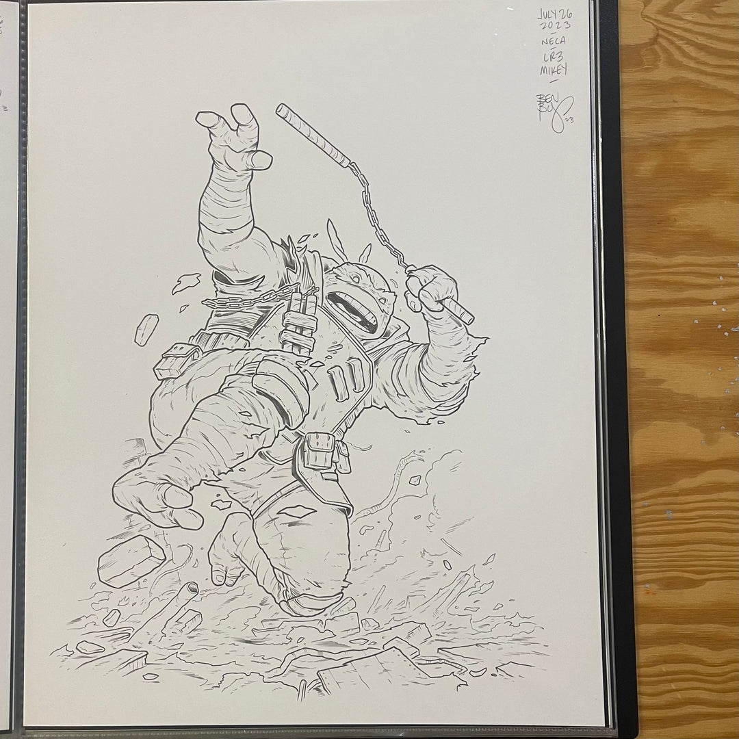 NECA - MICHELANGELO - ACTION FIGURE PACKAGING - (ORIGINAL ART)