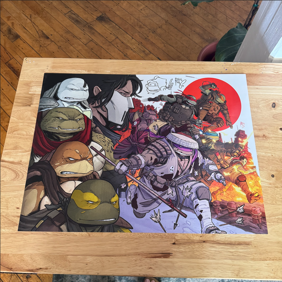TMNT 40TH ANNIVERSARY - 18x24 POSTER - SIGNED & SKETCHED