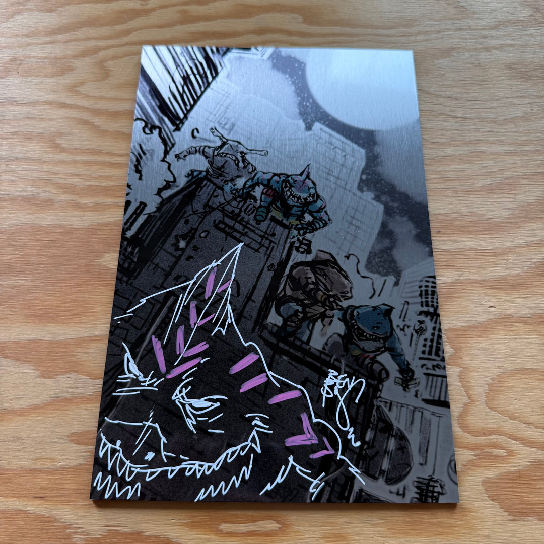 STREET SHARKS - ISSUE 1 - ROUGH METAL VARIANT - SIGNED & SKETCHED