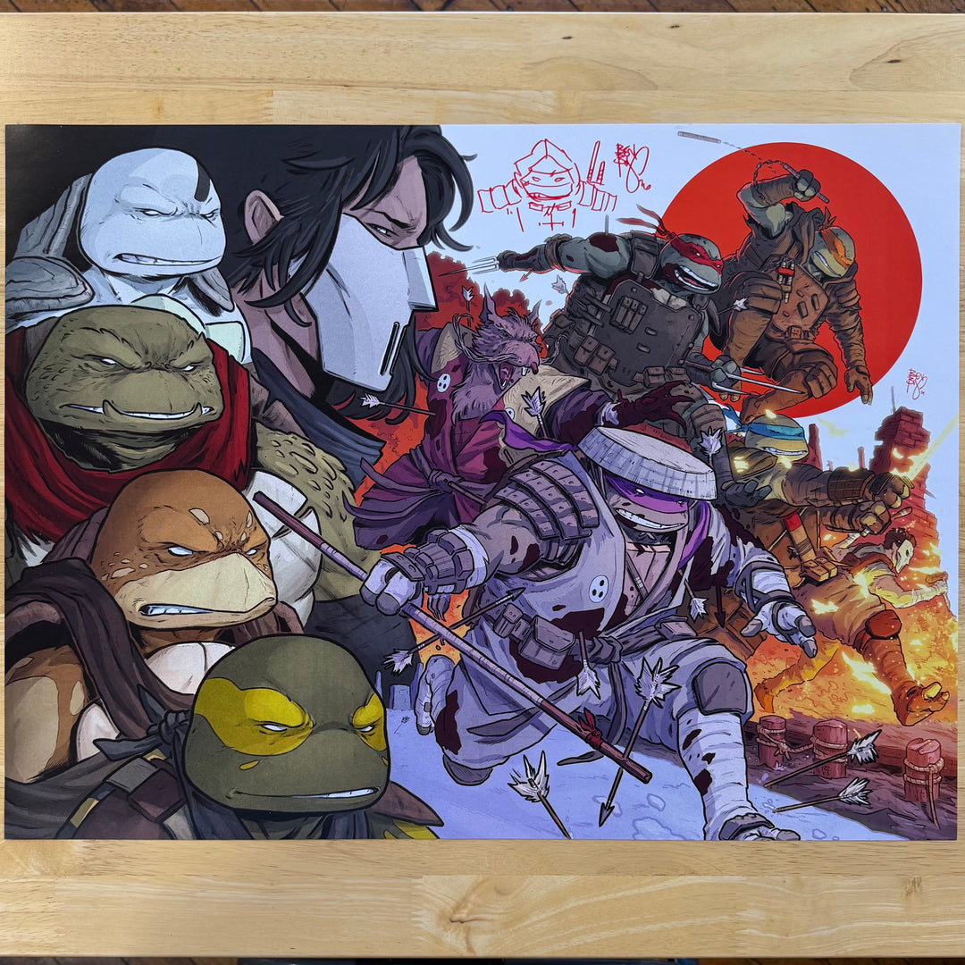 TMNT 40TH ANNIVERSARY CELEBRATION - 18x24 POSTER - SIGNED & SKETCHED