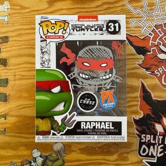 FUNKO POP - TMNT RAPHAEL - B&W CHASE - SIGNED & SKETCHED
