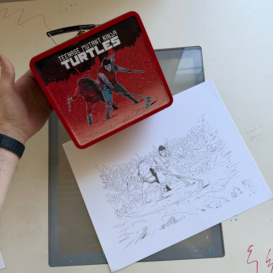 * ORIGINAL ART * CASEY JONES & RAPHAEL LOOT CRATE TMNT LUNCHBOX ARTWORK  (SIDE A)