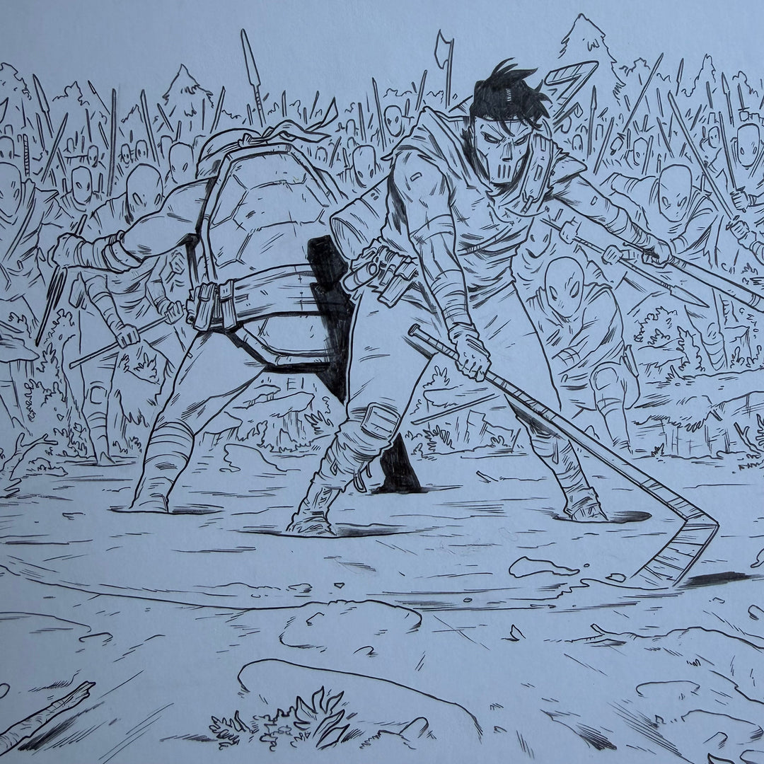 * ORIGINAL ART * CASEY JONES & RAPHAEL LOOT CRATE TMNT LUNCHBOX ARTWORK  (SIDE A)