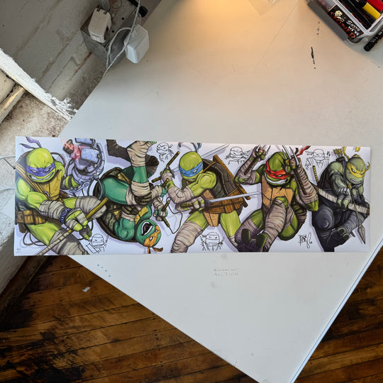 TMNT POSTER - 10X32 - X5 SIGNED & SKETCHED