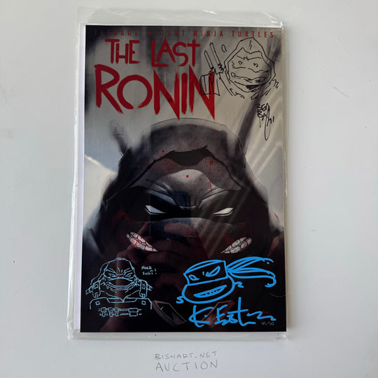 LAST RONIN - ISSUE 2 BKC METAL EXCLUSIVE COVER - SIGNED & SKETCHED (BEN BISHOP, NOAH SULT, KEVIN EASTMAN) **MINOR DAMAGE**