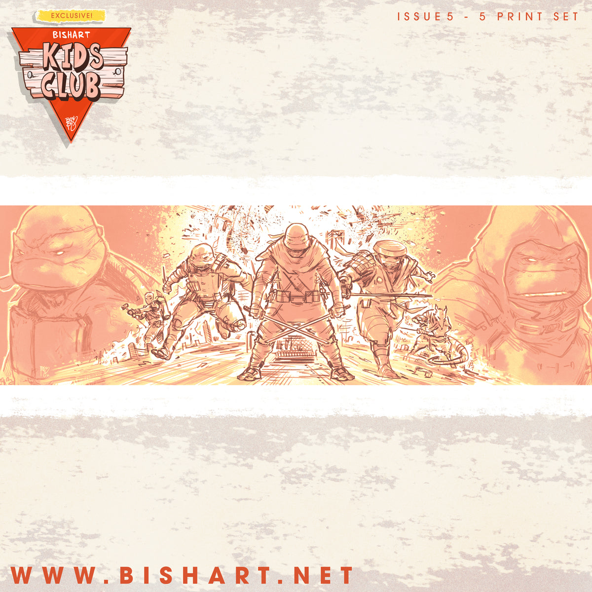 BKC Last Ronin 5 Rough, 5 Poster Print Set, BISHART TMNT Last Ronin