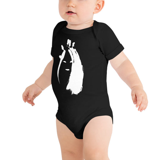 NATHAN THE CAVEMAN - BABY ONESIE (WHITE INK)