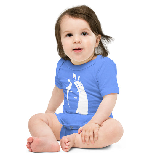 NATHAN THE CAVEMAN - BABY ONESIE (WHITE INK)