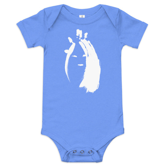 NATHAN THE CAVEMAN - BABY ONESIE (WHITE INK)